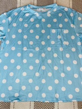 Women's Light Blue Polka Dot Short Sleeve Tee